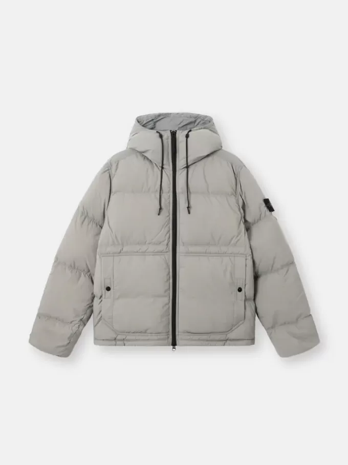 Dunparkas med vattenavvisande egenskaper och tryckknappsfickor Dunparkas med vattenavvisande egenskaper och tryckknappsfickor