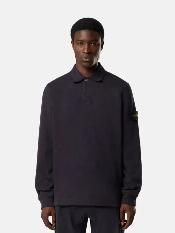 Polo-sweatshirt i normal passform med tryckknappar