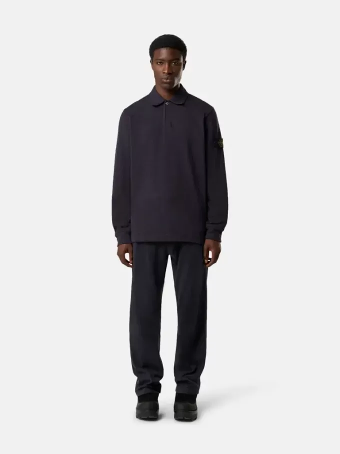 Polo-sweatshirt i normal passform med tryckknappar