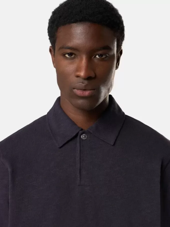 Polo-sweatshirt i normal passform med tryckknappar