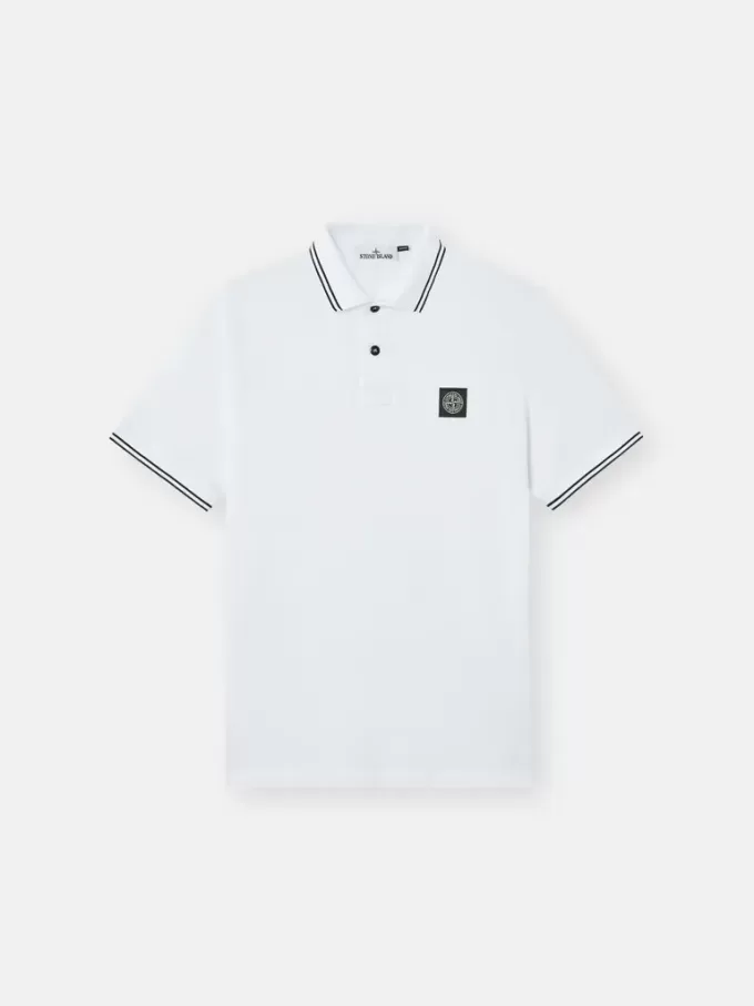Slim fit kortärmad polotröja med randiga detaljer