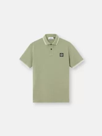 Slim fit kortärmad polotröja med randiga detaljer
