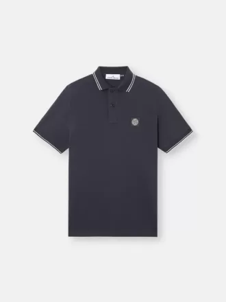 Slim fit kortärmad polotröja med randiga detaljer