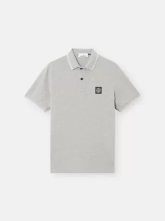 Slim fit kortärmad polotröja med randiga detaljer
