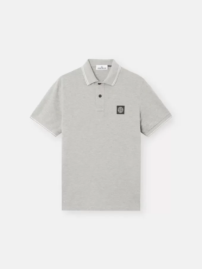 Slim fit kortärmad polotröja med randiga detaljer