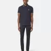 Slim fit kortärmad polotröja med randiga detaljer
