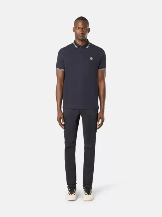 Slim fit kortärmad polotröja med randiga detaljer