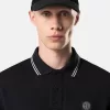 Slim fit kortärmad polotröja med randiga detaljer