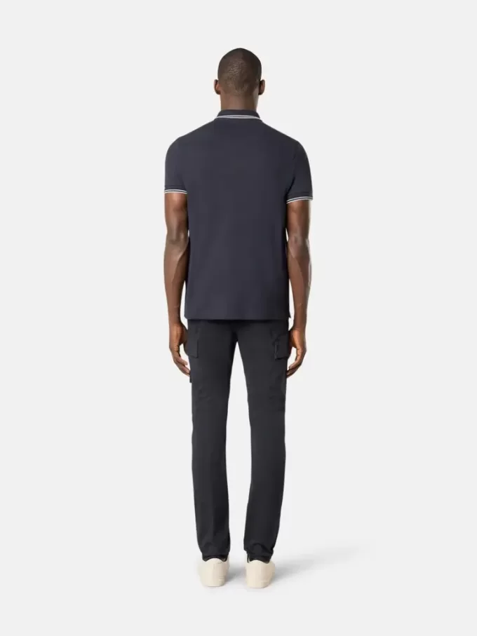 Slim fit kortärmad polotröja med randiga detaljer