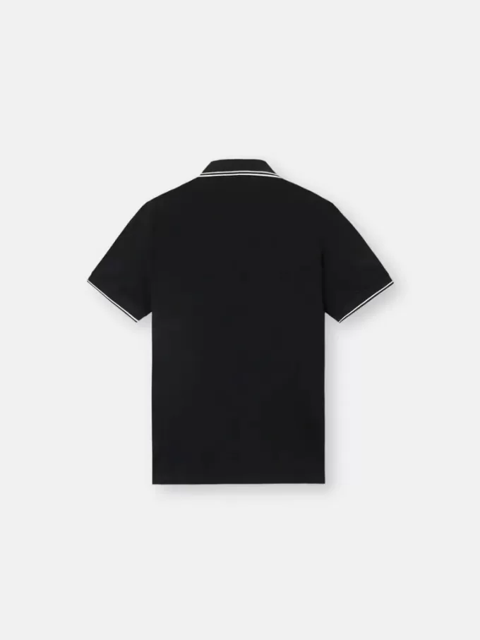 Slim fit kortärmad polotröja med randiga detaljer