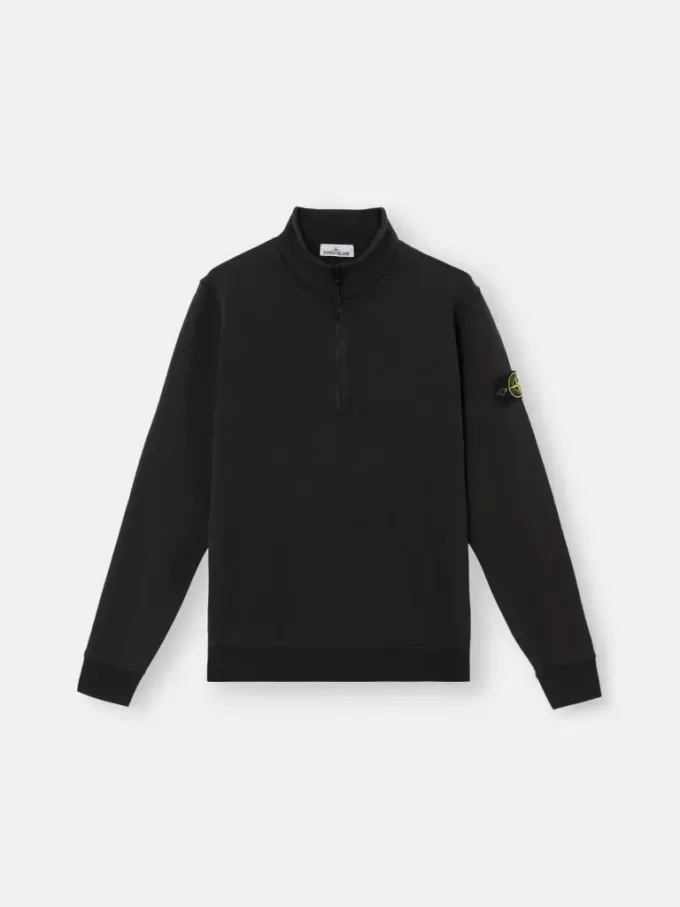 Sweatshirt med halv dragkedja och påsydda fickor