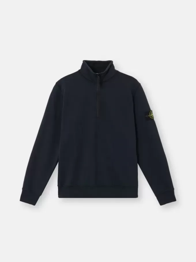 Sweatshirt med halv dragkedja och påsydda fickor