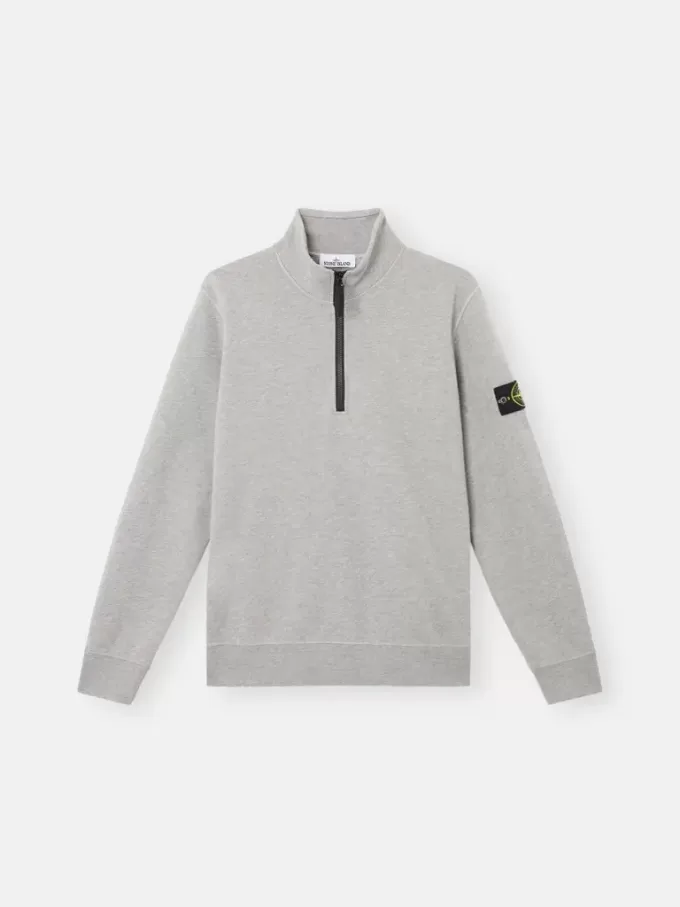 Sweatshirt med halv dragkedja och påsydda fickor