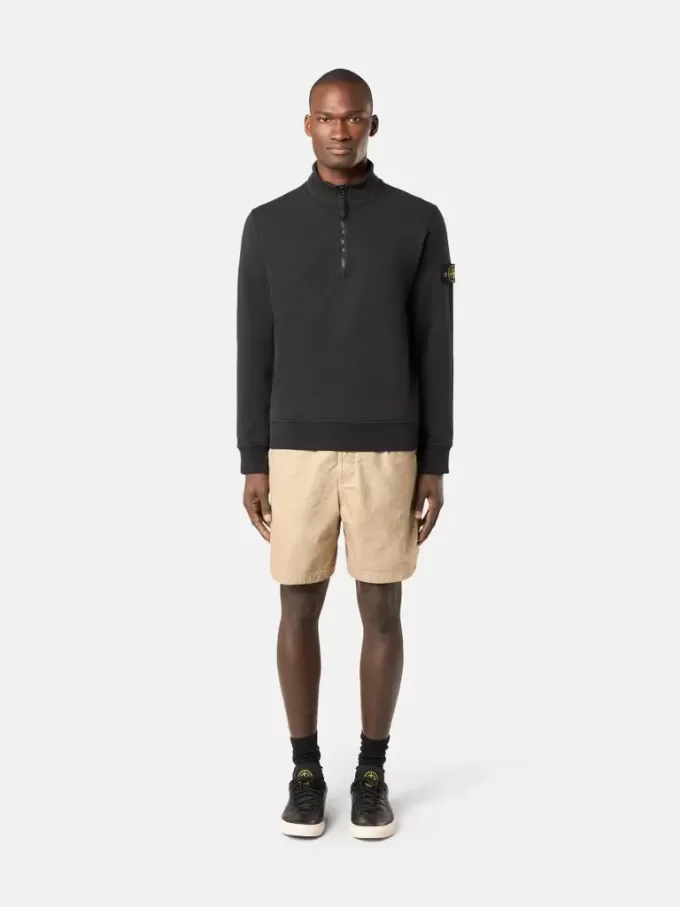 Sweatshirt med halv dragkedja och påsydda fickor
