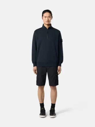 Sweatshirt med halv dragkedja och påsydda fickor