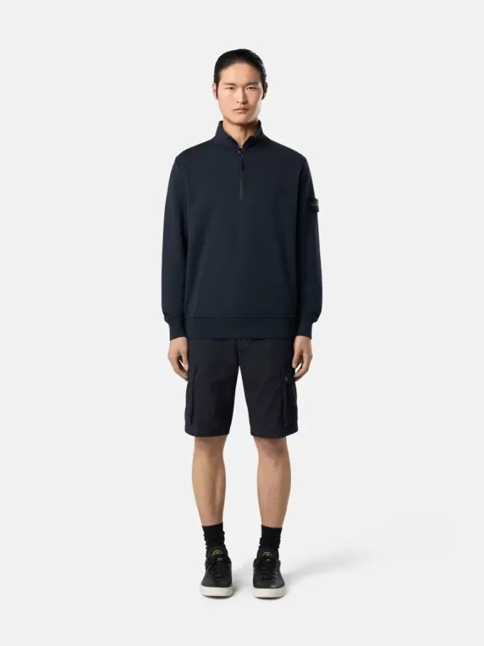 Sweatshirt med halv dragkedja och påsydda fickor