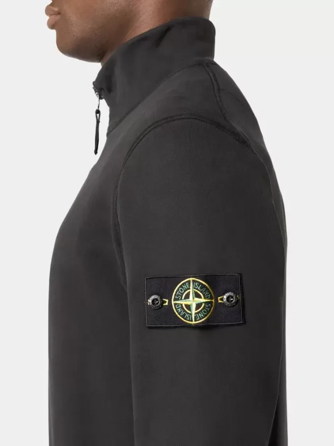 Sweatshirt med halv dragkedja och påsydda fickor