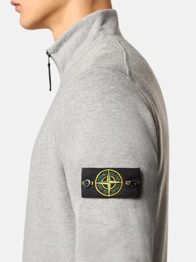 Sweatshirt med halv dragkedja och påsydda fickor