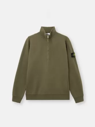 Sweatshirt med halv dragkedja och ribbade insatser