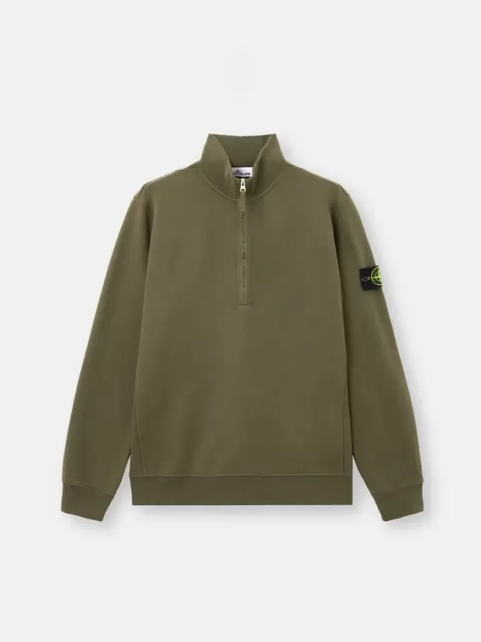 Sweatshirt med halv dragkedja och ribbade insatser