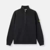 Sweatshirt med halv dragkedja och ribbade insatser