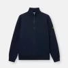 Sweatshirt med halv dragkedja och ribbade insatser