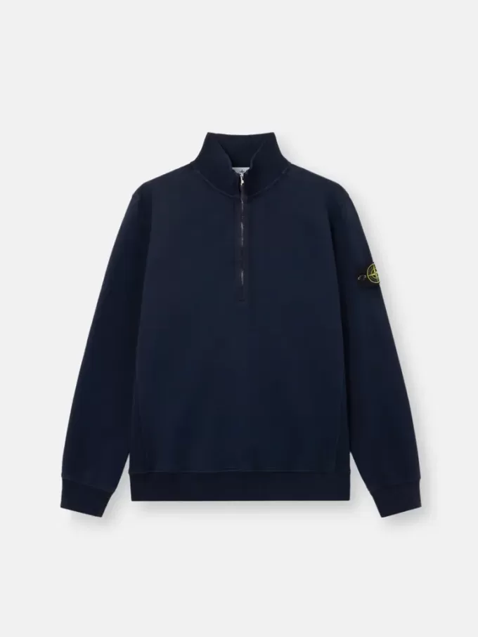 Sweatshirt med halv dragkedja och ribbade insatser