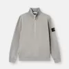 Sweatshirt med halv dragkedja och ribbade insatser
