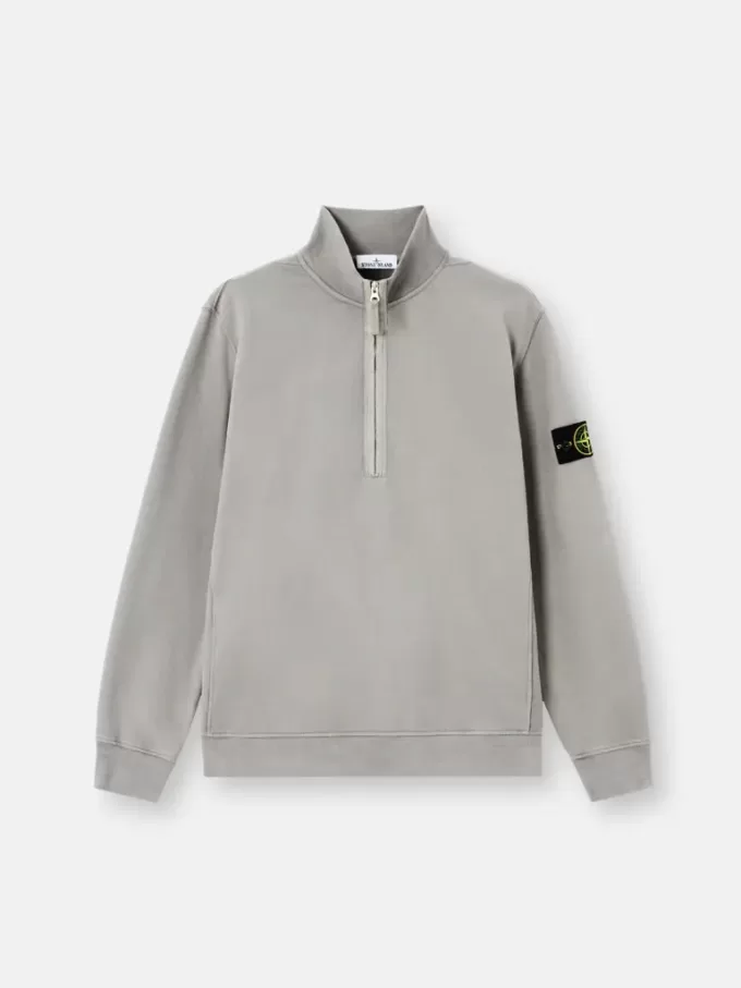 Sweatshirt med halv dragkedja och ribbade insatser