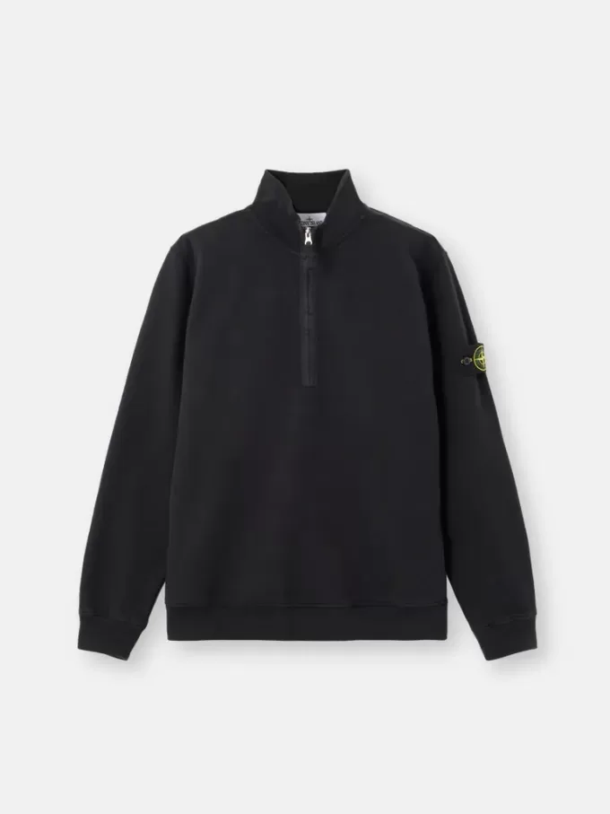 Sweatshirt med halv dragkedja och ribbade insatser