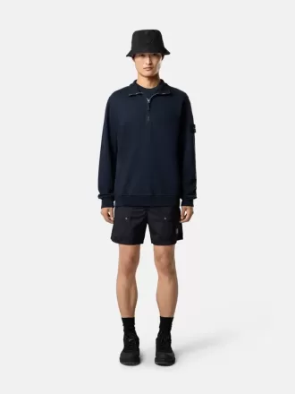 Sweatshirt med halv dragkedja och ribbade insatser