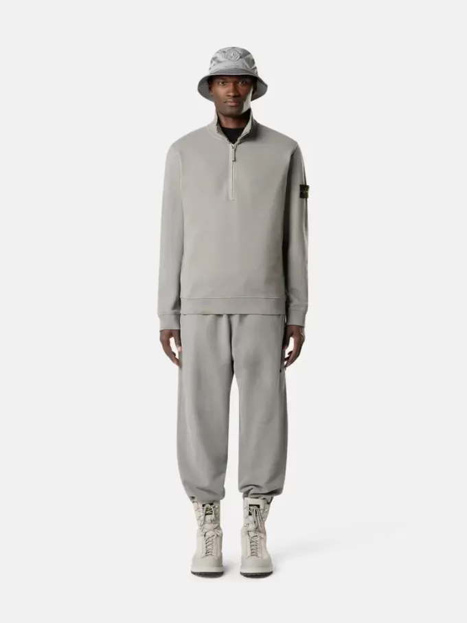 Sweatshirt med halv dragkedja och ribbade insatser