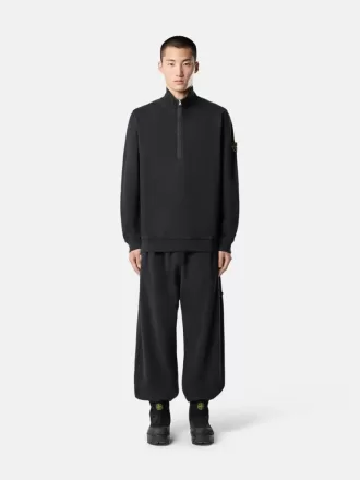 Sweatshirt med halv dragkedja och ribbade insatser