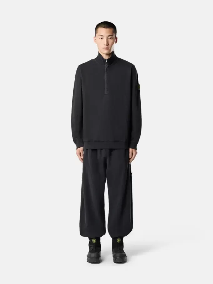 Sweatshirt med halv dragkedja och ribbade insatser