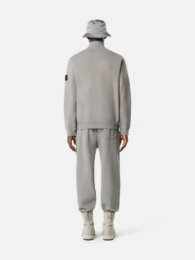 Sweatshirt med halv dragkedja och ribbade insatser