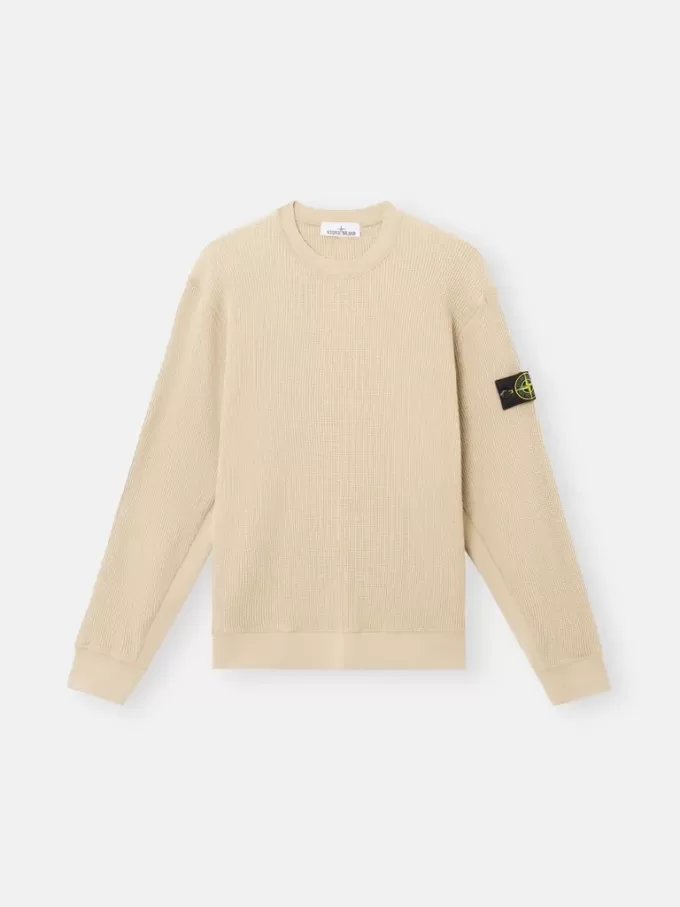 Sweatshirt med rund hals och ribbade detaljer
