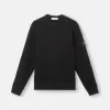 Sweatshirt med rund hals och ribbade detaljer