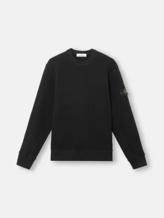 Sweatshirt med rund hals och ribbade detaljer