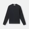Sweatshirt med rund hals och ribbade detaljer