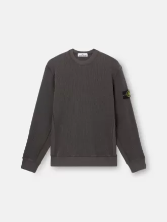 Sweatshirt med rund hals och ribbade detaljer