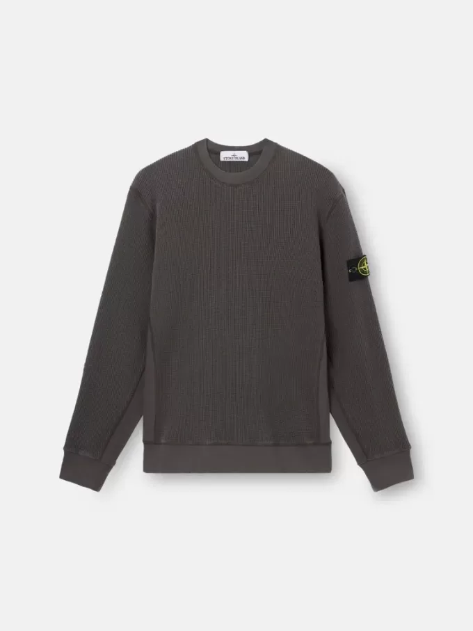 Sweatshirt med rund hals och ribbade detaljer