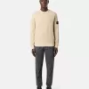 Sweatshirt med rund hals och ribbade detaljer