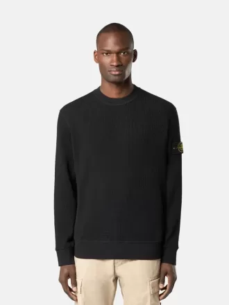 Sweatshirt med rund hals och ribbade detaljer