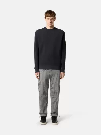 Sweatshirt med rund hals och ribbade detaljer