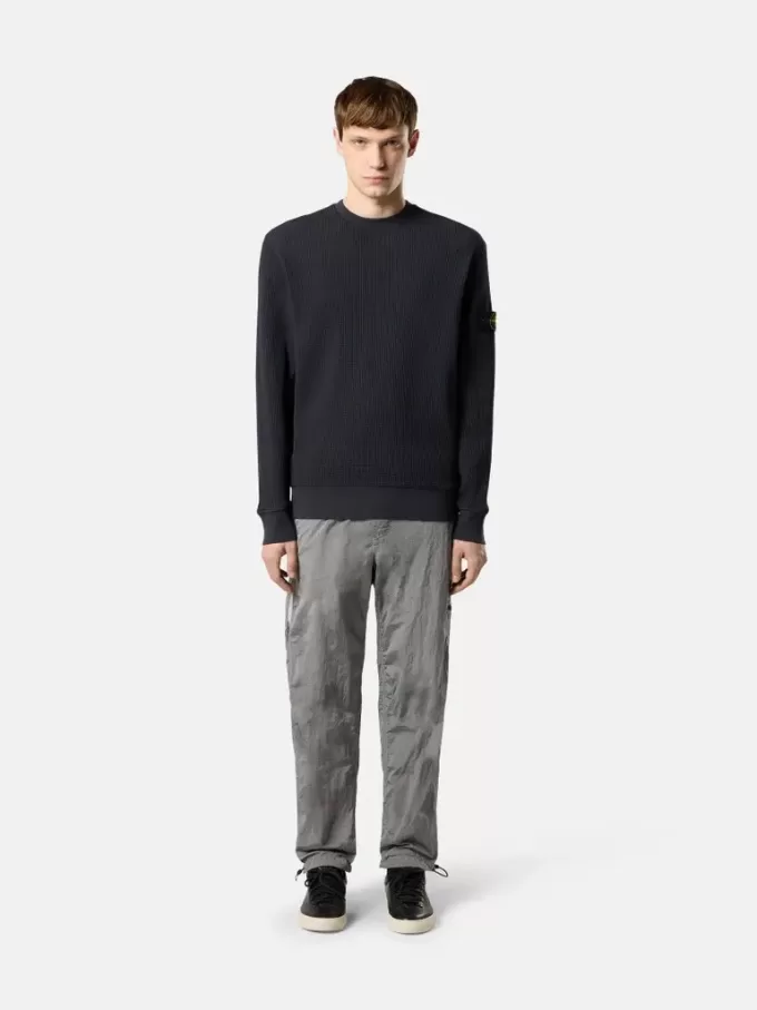 Sweatshirt med rund hals och ribbade detaljer