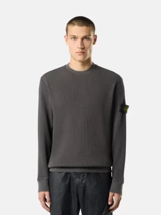 Sweatshirt med rund hals och ribbade detaljer