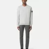 Sweatshirt med rund hals och ribbade detaljer