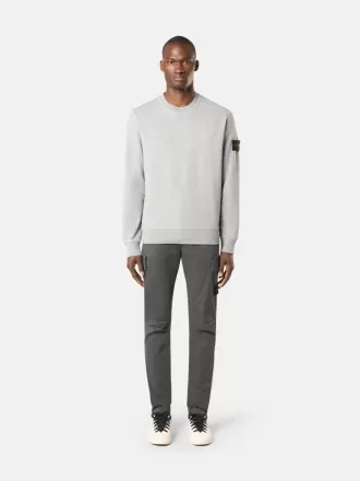 Sweatshirt med rund hals och ribbade detaljer