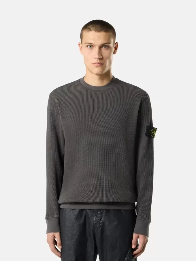 Sweatshirt med rund hals och ribbade detaljer