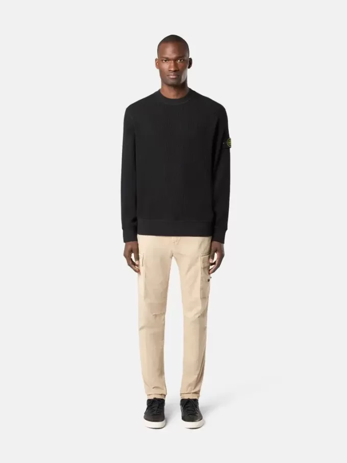 Sweatshirt med rund hals och ribbade detaljer